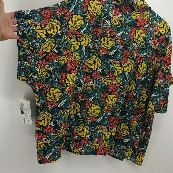 LuLaRoe Amy top Hawaii vibe yellow green red light weight oversized boxy - Picture 4 of 5